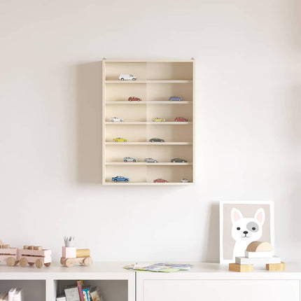 Väggdisplay med hylla med dörr Beige 40 x 8,5 x 54 cm Plywood