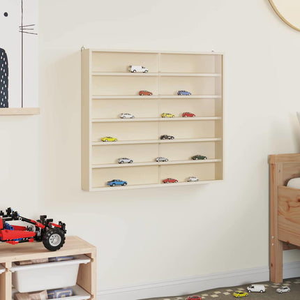 Väggdisplay med hylla med dörr Beige 60 x 8,5 x 54 cm Plywood