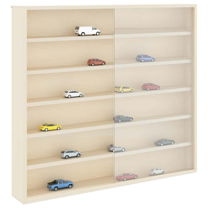 Väggdisplay med hylla med dörr Beige 60 x 8,5 x 54 cm Plywood