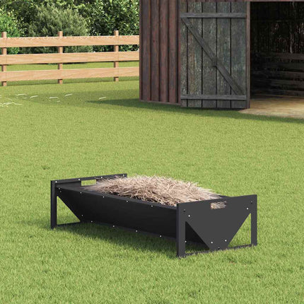 Fodertrog för boskap Svart 108 x 50 x 28 cm Kallvalsat Stål