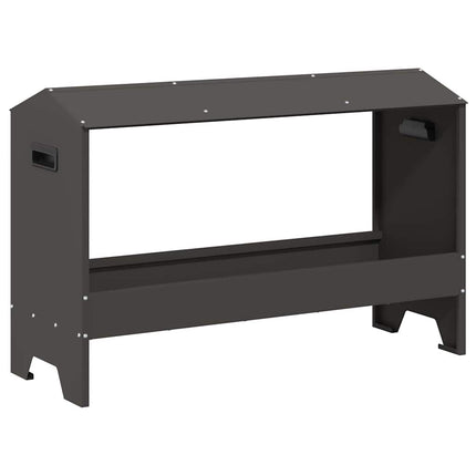 Kycklingmatningsränna Svart 81 x 32 x 53,5 cm Kallvalsat Stål
