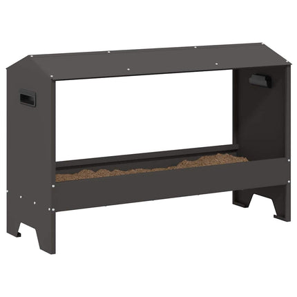 Kycklingmatningsränna Svart 81 x 32 x 53,5 cm Kallvalsat Stål