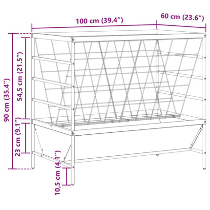 Lantbruks Foderautomat Svart 100 x 60 x 90 cm Kallvalsat Stål