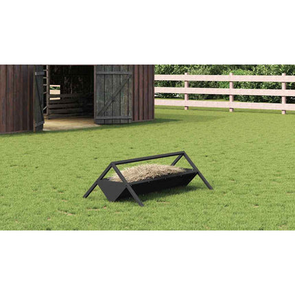 Fodertrog för boskap Svart 111 x 76 x 38 cm Kallvalsat Stål