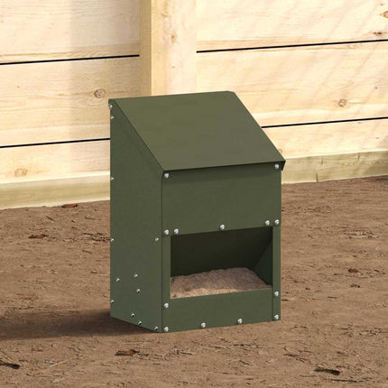 Hönsfodertråg Olivgrön 21 x 16 x 33 cm Kallvalsat Stål