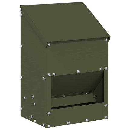 Hönsfodertråg Olivgrön 21 x 16 x 33 cm Kallvalsat Stål