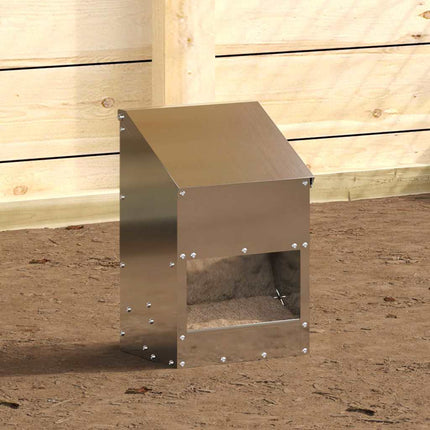 Hönsfodertråg Silver 21 x 16 x 33 cm Galvaniserat Stål