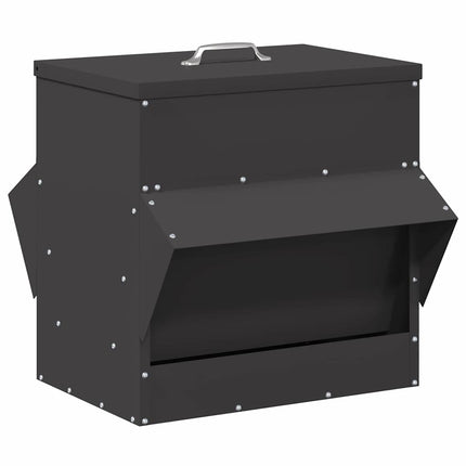 Hönsfodertråg Svart 40,5 x 45 x 41 cm Kallvalsat Stål