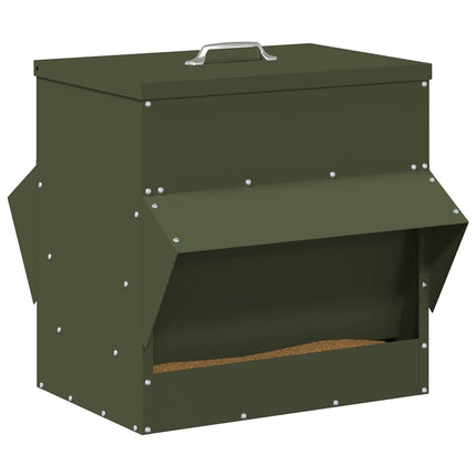 Hönsfodertråg Olivgrön 40,5 x 45 x 41 cm Kallvalsat Stål