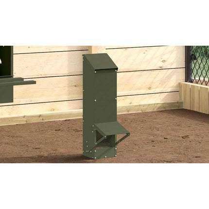 Hönsfodertråg Olivgrön 13 x 12 x 51 cm Kallvalsat Stål