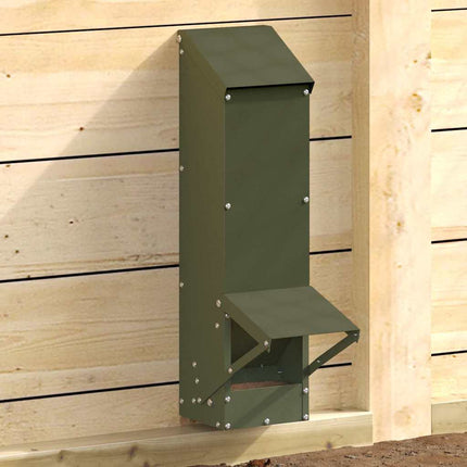 Hönsfodertråg Olivgrön 13 x 12 x 51 cm Kallvalsat Stål
