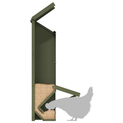 Hönsfodertråg Olivgrön 13 x 12 x 51 cm Kallvalsat Stål
