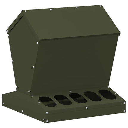 Hönsfodertråg Olivgrön 40 x 40 x 45 cm Kallvalsat Stål
