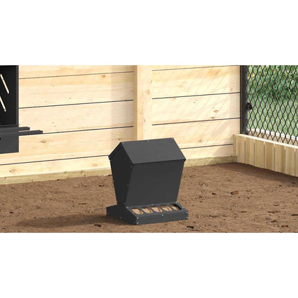 Hönsfodertråg Svart 30 x 30 x 39 cm Kallvalsat Stål