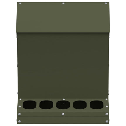 Hönsfodertråg Olivgrön 30 x 30 x 39 cm Kallvalsat Stål