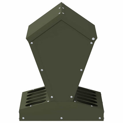Hönsfodertråg Olivgrön 30 x 30 x 39 cm Kallvalsat Stål