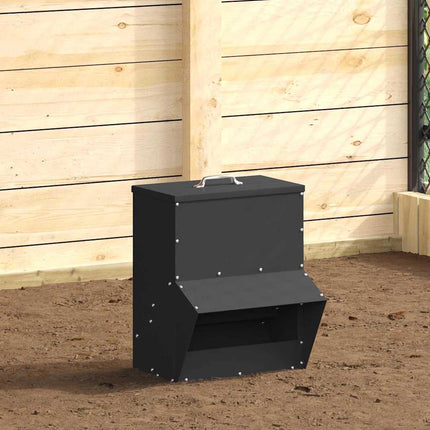 Hönsfodertråg Svart 20 x 25 x 35 cm Kallvalsat Stål