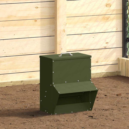 Hönsfodertråg Olivgrön 20 x 25 x 35 cm Kallvalsat Stål