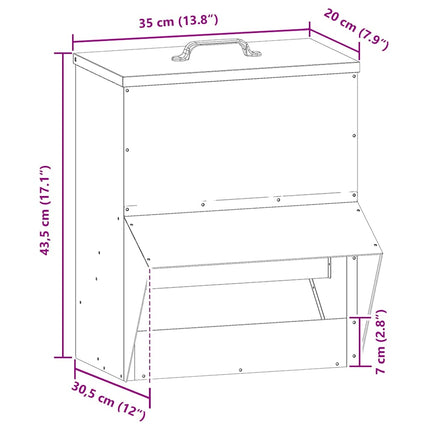 Hönsfodertråg Olivgrön 20 x 25 x 35 cm Kallvalsat Stål