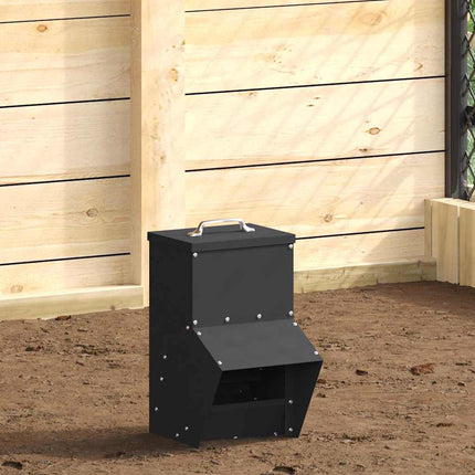 Hönsfodertråg Svart 20 x 25 x 35 cm Kallvalsat Stål