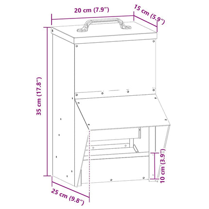 Hönsfodertråg Svart 20 x 25 x 35 cm Kallvalsat Stål