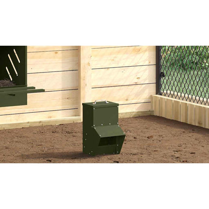 Hönsfodertråg Olivgrön 20 x 25 x 35 cm Kallvalsat Stål