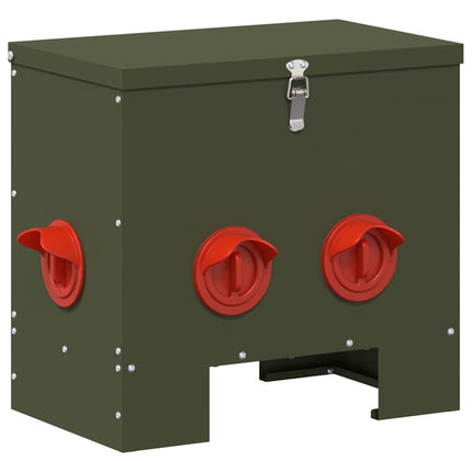 Hönsfodertråg 2 pcs Olivgrön 40,5 x 25 x 38 cm Kallvalsat Stål