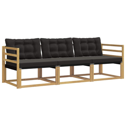 Utomhussoffset med kudde 3 pcs Vit och svart