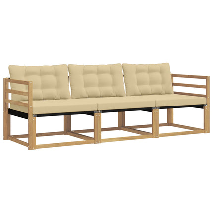 Utomhussoffset med kudde 3 pcs Vit och Beige
