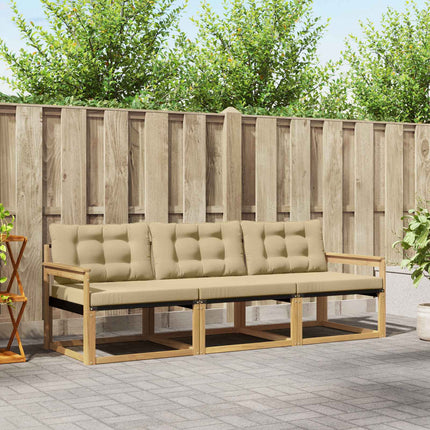 Utomhussoffset med kudde 3 pcs Vit och Beige