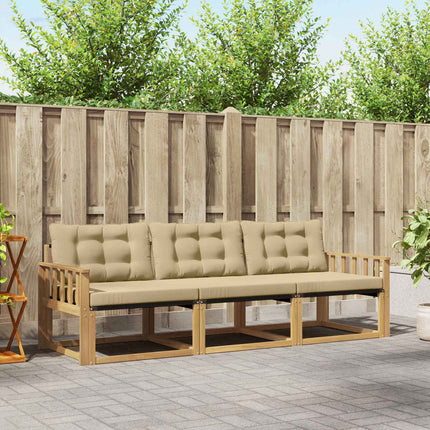 Utomhussoffset med kudde 3 pcs Vit och Beige