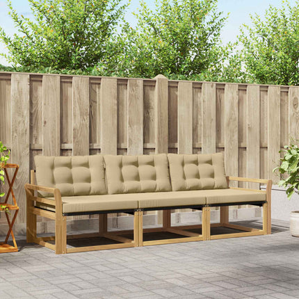 Utomhussoffset med kudde 3 pcs Vit och Beige