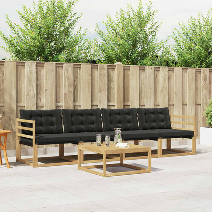 Utomhussoffset 5 pcs Vit och svart 79 x 79 x 37 cm