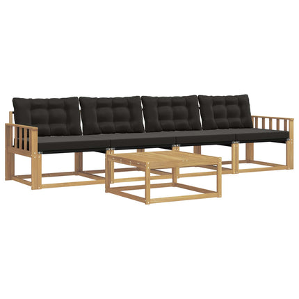 Utomhussoffset 5 pcs Vit och svart 79 x 79 x 37 cm