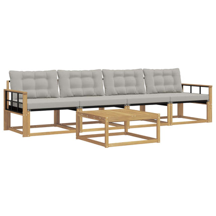 Utomhussoffset 5 pcs Vit och ljusgrå 79 x 79 x 37 cm