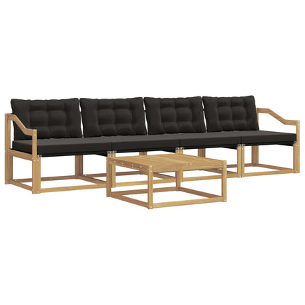 Utomhussoffset 5 pcs Vit och svart 79 x 79 x 37 cm