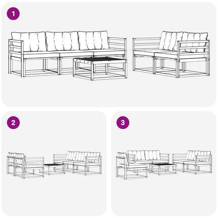 Utomhussoffset 6 pcs Vit och grädde 79 x 79 x 37 cm
