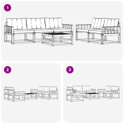 Utomhussoffset 6 pcs Vit och grädde 79 x 79 x 37 cm