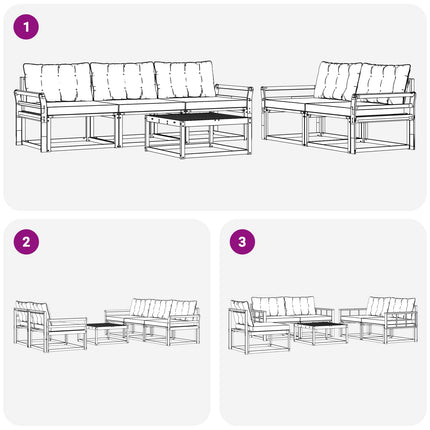 Utomhussoffset 6 pcs Vit och grädde 79 x 79 x 37 cm