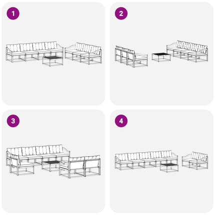 Utomhussoffset 8 pcs Vit och ljusgrå