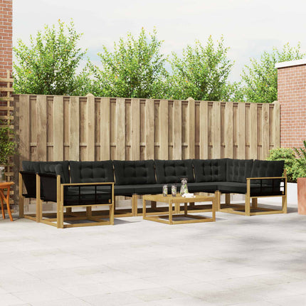 Utomhussoffset 8 pcs Vit och svart 79 x 79 x 37 cm