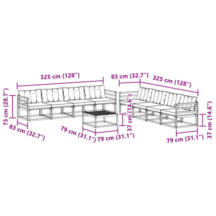 Utomhussoffset 9 pcs Vit och grädde 79 x 79 x 37 cm