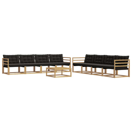 Utomhussoffset 9 pcs Vit och svart 79 x 79 x 37 cm