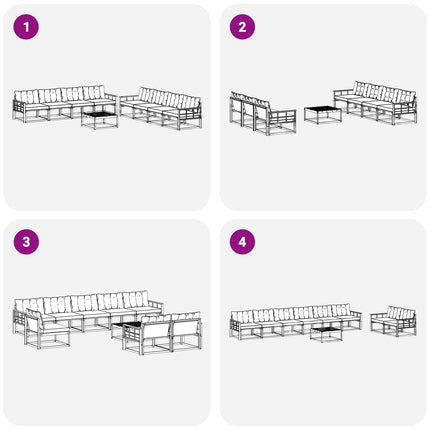 Utomhussoffset 9 pcs Vit och svart 79 x 79 x 37 cm