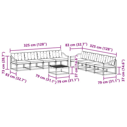 Utomhussoffset 9 pcs Vit och grädde 79 x 79 x 37 cm
