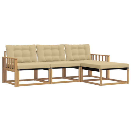 Utomhussoffset med kudde 4 pcs Vit och Beige