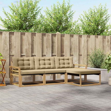 Utomhussoffset med kudde 4 pcs Vit och Beige