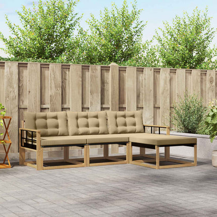 Utomhussoffset med kudde 4 pcs Vit och Beige