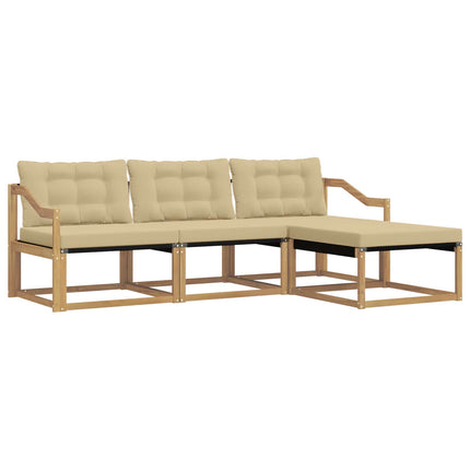 Utomhussoffset med kudde 4 pcs Vit och Beige