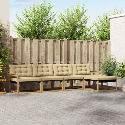Utomhussoffset med kudde 5 pcs Vit och Beige